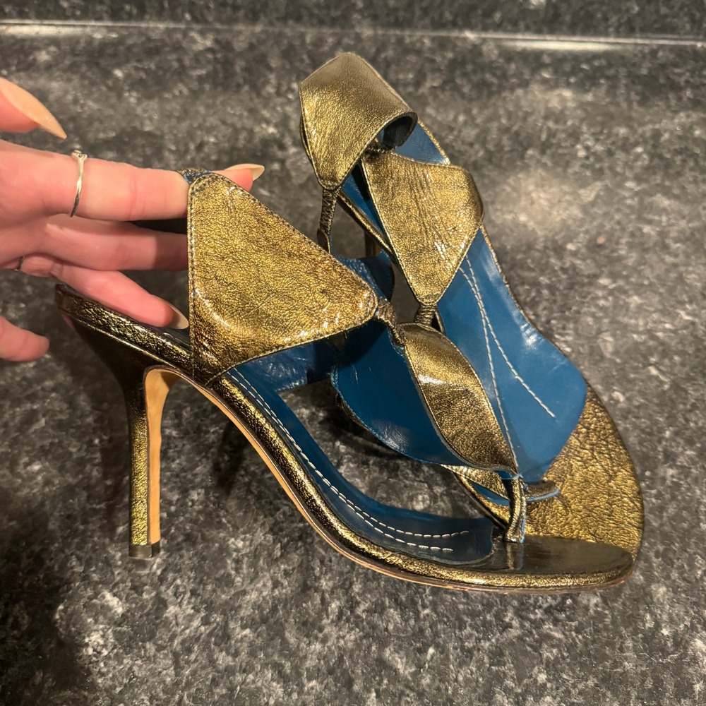 Vintage Kate Spade New York Green Metallic Patent Leather Made in Italy Pumps - Picture 3 of 10